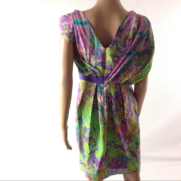 Tibi Printed Silk Wrap Effect Dress Size 6 Green - Picture 4 of 7